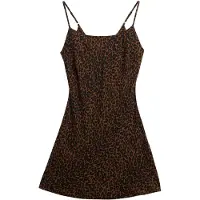 Superdry für Damen. W8012044A Braunes Bias Cut Kleid (S), Lässig, Tierdruck, Polyester, Ärmellos / Hosenträger