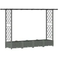 vidaXL Hochbeet mit Rankgitter und Dach Hellgrau 203 x 40 x 121 cm PP