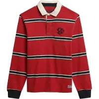 Superdry für Herren. M6010909A Vintage Athletic Eagle rotes Poloshirt (S), Lässig, Baumwolle, Langarm