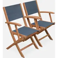 Sweeek - 2er-Set Gartensessel aus Holz, Klappbar - Anthrazit