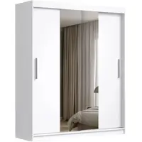 Masseno Schiebetürenschrank VIVA 200/215,5/59cm 2-türig mit Spiegel Weiß