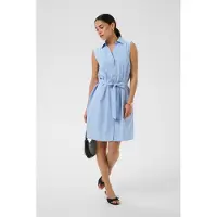 Kaffe Midikleid "Damen Kleid KAgiga", Damen, Gr. 44, N-Gr, blau (windsurfer), Obermaterial: 52% Polyester PES. 48% Baumwolle CO., Kleider Midikleid