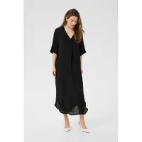Kaffe Midikleid "Kleid KAanja", Damen, Gr. 34, N-Gr, schwarz (schwarz deep), Obermaterial: 65% Viskose CV. 35% Polyester PES., Kleider Midikleid