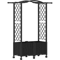 Syfax Hochbeet mit Rankgitter und Dach Schwarz 125 x 40 x 144 cm PP