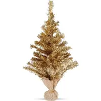 Koopman Künstlicher Weihnachtsbaum - 60 cm - Stabil - Kunststoff - Christbaum Gold mit Dekojute
