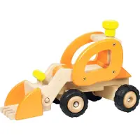 Goki Holzbagger Baufahrzeug Spielzeug rot für Kinder