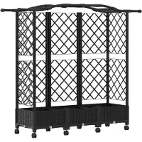 Syfax Hochbeet mit Rankgitter und Dach Schwarz 163 x 40 x 129 cm PP