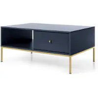 3Xeliving Couchtisch mit Schubladen, Marineblau, 104 x 68 x 47 cm