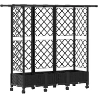 vidaXL Hochbeet mit Rankgitter und Dach Schwarz 164 x 40 x 127 cm PP