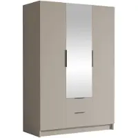Mirjan 24 Kleiderschrank Calwi II 150, Schlafzimmer, mit Spiegel, Drehtürenschrank, mit Kleiderstange, Modern, Garderobenschrank, Metallgriffe (Farbe: Cashmere + Schwarz)