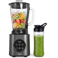 Olvy Standmixer 1000W mit 1,5L Glasbehälter & 600ml Tritan-Becher, 9 Stufen, Pulse, Ice-Crusher, Smoothie- & Milchshake-Funktion