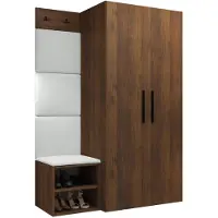 Mirjan 24 Garderoben-Set Medi IV, Schuhschrank, Kleiderhakenbrett, 4x Paneel 42x42, 2 Kleiderhaken (Farbe: Nuss Warmia, Soft 017)