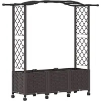 vidaXL Hochbeet mit Rankgitter und Dach Braun 164 x 40 x 144 cm PP