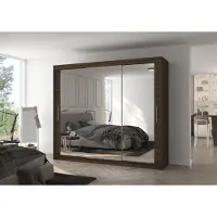 Fun-Möbel Schiebetürenschrank Schrank SHINE in Wenge matt- Wenge-Spiegel 250x215x58 cm