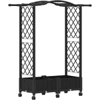 vidaXL Hochbeet mit Rankgitter und Dach Schwarz 124 x 40 x 129 cm PP