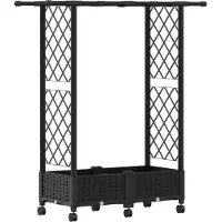 Syfax Hochbeet mit Rankgitter und Dach Schwarz 122,5 x 40 x 127 cm PP