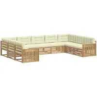 vidaXL Outdoor-Sofagarnitur 9 Stk. Weiß und Creme Massivholz Akazie