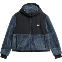 Superdry Hybridjacke "SUPER SOFT HYBRID FULL ZIP", Damen, Gr. M, blau (ebony), Web, Obermaterial: 100% Nylon, oversize normal, Jacken Hybridjacke, Kunstfaser, oversize