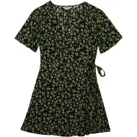 Superdry für Damen. W8012086A Mini Swing Wickelkleid schwarz (S), Lässig, Viskose, Kurzarm