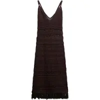Superdry für Damen. W8011856A Braunes gehäkeltes Midikleid mit Quasten (S), Lässig, Ärmellos / Hosenträger, Bio-Baumwolle, Nachhaltig