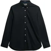 Superdry für Herren. M4011064A Essentials Tailored Lite Hemd schwarz (S), Baumwolle, Klassisch, Langarm