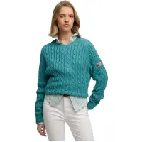 Superdry für Damen. W6110610A Jersey Slouchy Cable türkis (L), Lässig, Stoff