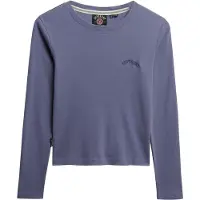 Superdry für Damen. W6012108A Essential Logo Ripp-T-Shirt blau (XL), Lässig, Baumwolle, Langarm