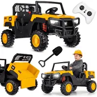 Sun baby CAT Elektro Kinderauto Offroad Geländewagen Zweisitzer 12V 10Ah MP3 Fernbedienung XXL Gelb