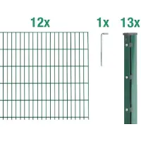 Alberts Doppelstabmattenzaun 6-5-6, Matten 2,50 m, Höhe 1,83 m, Länge 20 m, feuerverzinkt, Zaun als Komplettset, Pfosten mit Abdeckleiste 60x40 mm