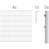 Alberts Doppelstabmattenzaun 6-5-6, Matten 2,50 m, Höhe 1,23 m, Länge 10 m, feuerverzinkt, Zaun als Komplettset, Pfosten mit Klemmlasche 60x40 mm