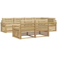 vidaXL Outdoor-Sofagarnitur 7 Stk. Weiß und Beige Polyester