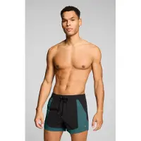 Puma Badeshorts , Herren, Gr. S, N-Gr, schwarz (schwarz, grün), Web, Obermaterial: 100% Polyester, Badehosen Badeshorts, mit Kordelzug und seitlichen Taschen