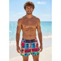 John devin Badeshorts , Herren, Gr. XL, N-Gr, bunt (bunt bedruckt), Polyester, bedruckt, Badehosen Badeshorts, mit Fotoprint-Design