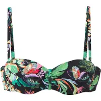 Venice beach Bügel-Bandeau-Bikini-Top "Sandrine", Damen, Gr. 44, Cup D, schwarz bedruckt, Recycling-Polyamid, bedruckt, geblümt, Bikini-Oberteile Bügel-Bandeau-Bikini-Top, mit buntem Blumenprint