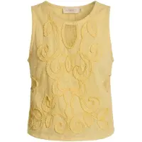 Apricot Spitzentop "Besticktes Baumwoll-Oberteil" Gr. 44, orange (gelb), Tops, Damen, XXL (44), gewebt, Obermaterial: 100% Baumwolle CO., uni, Spitzentop, mit Stickerei