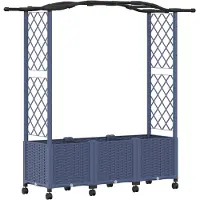 vidaXL Hochbeet mit Rankgitter und Dach Grau 164 x 40 x 144 cm PP