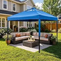 StarTech.com 3x3 m Faltpavillon - Gartenpavillon - Wasserdicht - Verstärkter Stahlrahmen - Dachbelüftung - Faltbar tragbar - Ohne Seitenwände - Blau