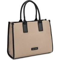 David jones Shopper Tasche Polyurethan Doppelgriffe Reißverschluss Druckknopf Light Taupe 33x26x13 cm