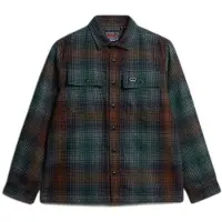 Superdry für Herren. M4011050A Miller grünes Hemd (S), Lässig, Polyester, Langarm