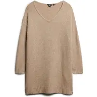 Superdry für Damen. W8011762A Beigefarbenes Kleid in Übergröße (XS), Lässig, Acryl, Langarm