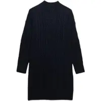 Superdry für Damen. W8012130A Slouchy Cable Kleid marineblau (S), Lässig, Baumwolle, Langarm