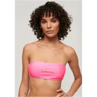 Superdry für Damen. W3010388A Bandeau-Bikinioberteil mit rosa Logo (XL), Strandbekleidung, Recyceltes Polyester, Nachhaltig
