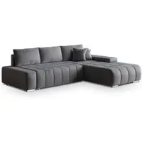 Masseno Ecksofa ALESE R-S mit Schlaffunktion L-Form, Sofa mit Bettkasten, Wohnzimmersofa, Couch, Soffa, Bettsofa, Couchgarnitur- Grau, MONOLITH 85