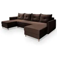 Masseno Ecksofa VERNI mit Schlaffunktion U-Form, Sofa mit Bettkasten, Wohnzimmersofa, Couch, Soffa, Bettsofa, Couchgarnitur- Braun, KRONOS 06