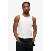 Superdry Tanktop "ESSENTIAL LOGO VEST UB" mit Markenlabel, aus Baumwolle und Single Jersey, Slim Fit, ärmellos