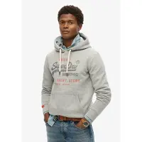 Superdry für Herren. M2014122A Entspanntes Kapuzensweatshirt mit Logo Vintage Heritage grau (XXL), Lässig, Baumwolle