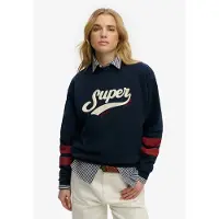 Superdry für Damen. W2012596A Varsity Sweatshirt Varsity Script Lose navy (L), Lässig, Baumwolle, Marine