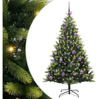 vidaXL Künstlicher geflammter Weihnachtsbaum 150 LEDs Grün 150 cm