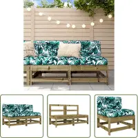 The Living Store Mittelsofas mit Kissen 2 Stk. Kiefernholz Imprägniert