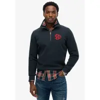 Superdry für Herren. M2014475A Sweatshirt Neon Half Zip Track navy (S), Lässig, Baumwolle, Marine